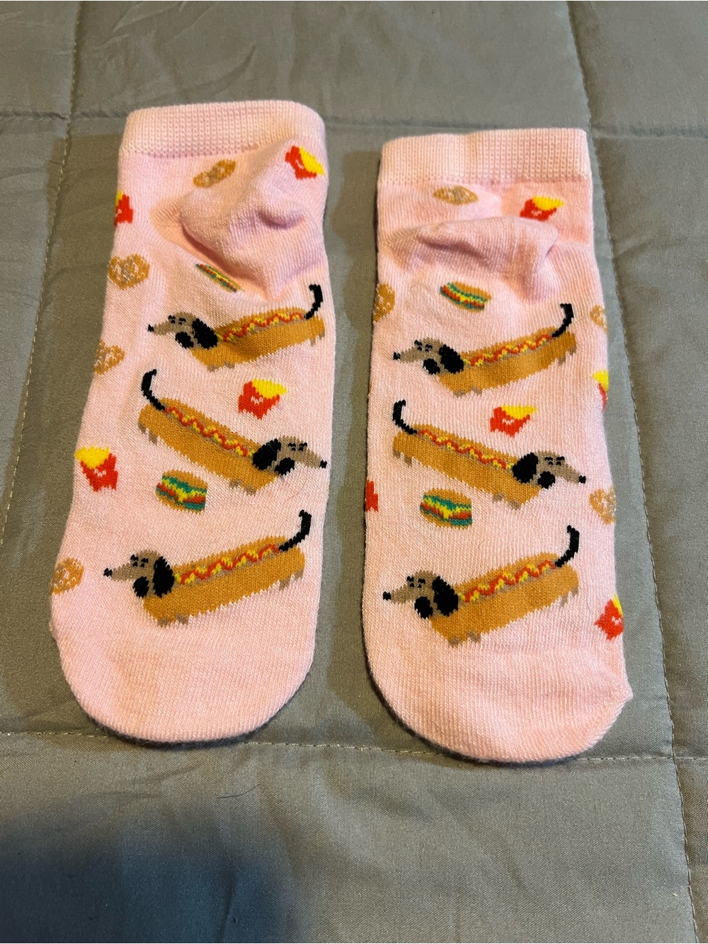 Pink Dachshund Hot Dog Pattern Dog Socks